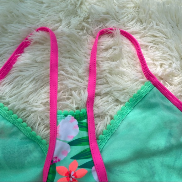 Floral Kids Swim Set - Green and Pink. Girls size XXL 20.5 - Picture 6 of 11